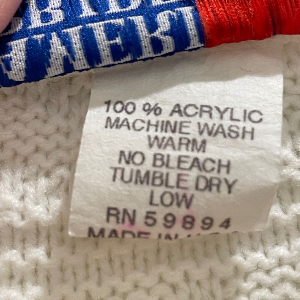 Vintage American Pride Fair Isle Sweater Womens Blue White Mock Neck Made in USA - Picture 5 of 5